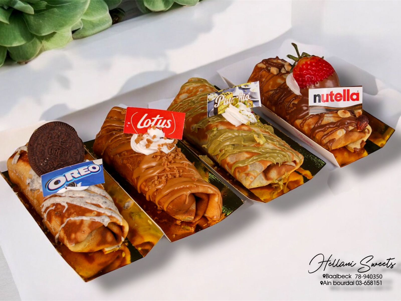 Crepes (Lotus, Oreo, Pistachio, Nutella) كريب (لوتس, اوريو, فستق حلبي, نوتيلا)
