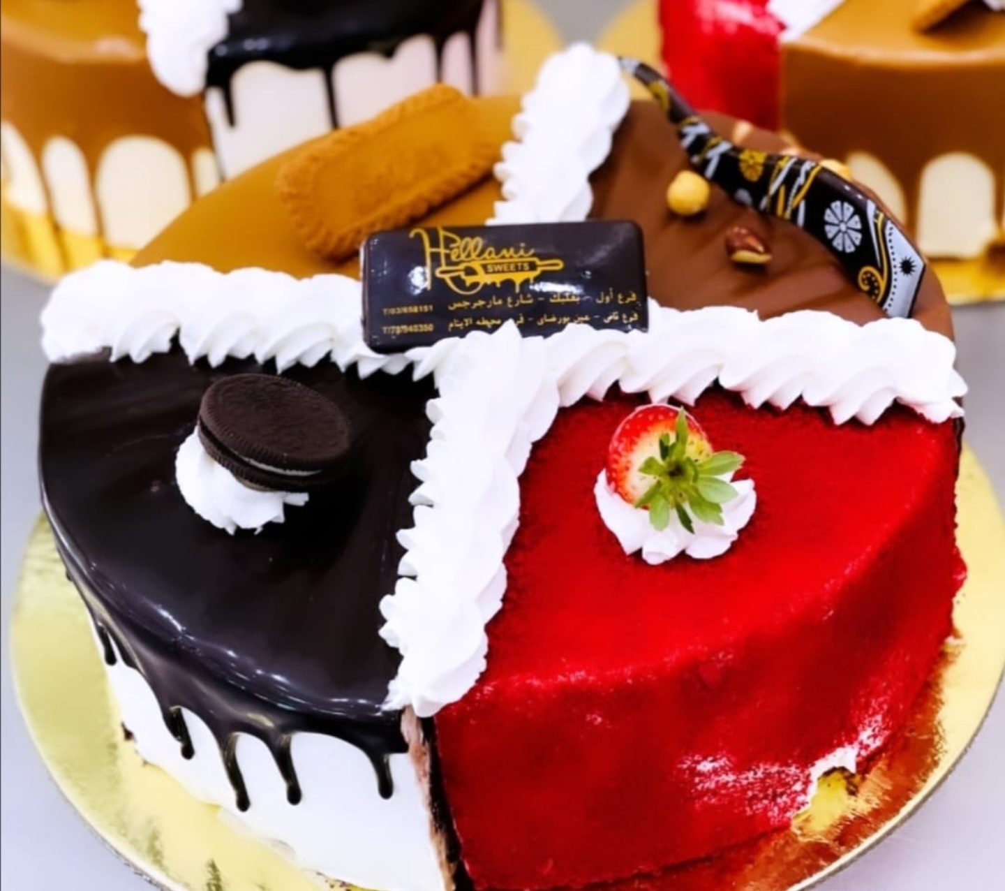 Four Flavors Cake (Lotus,Oreo,Red Velvet,Nutella) كيك اربع نكهات(لوتس,اوريو,ريد فيلفيت, نوتيلا)